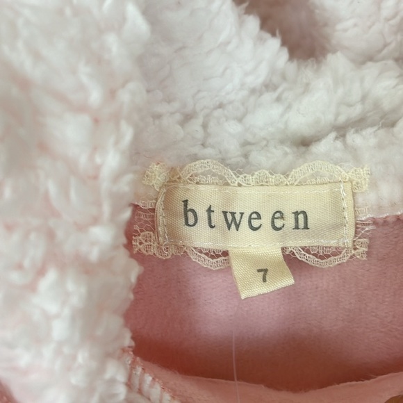 Brand New Btween Pink Pullover Furry Hooded Sweatshirt Sequined Snowflake Winter - Picture 8 of 15